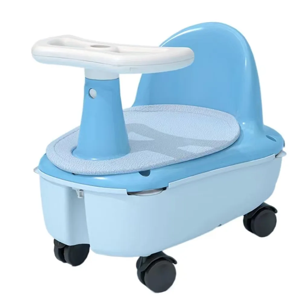 BBCare 3-in-1 Baby Bath & Dining Chair Soft Ride-On Toy Car with 4 Wheels & Tray Storage for Infant Sitting & Playtime up