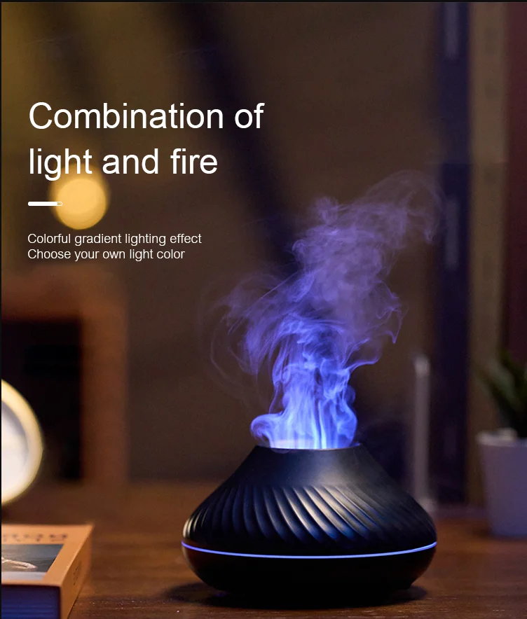 130ml USB Mini Led Colorful Light Humidifier Fire Flame Diffuser ...