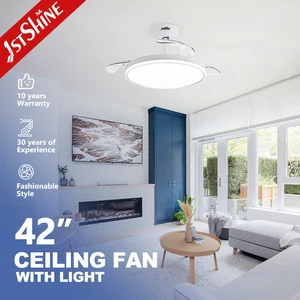 1stshine LED Ceiling Fan Bedroom DC Motor Eye Protect Led Lighting Thin Body Retractable Ceiling Fan