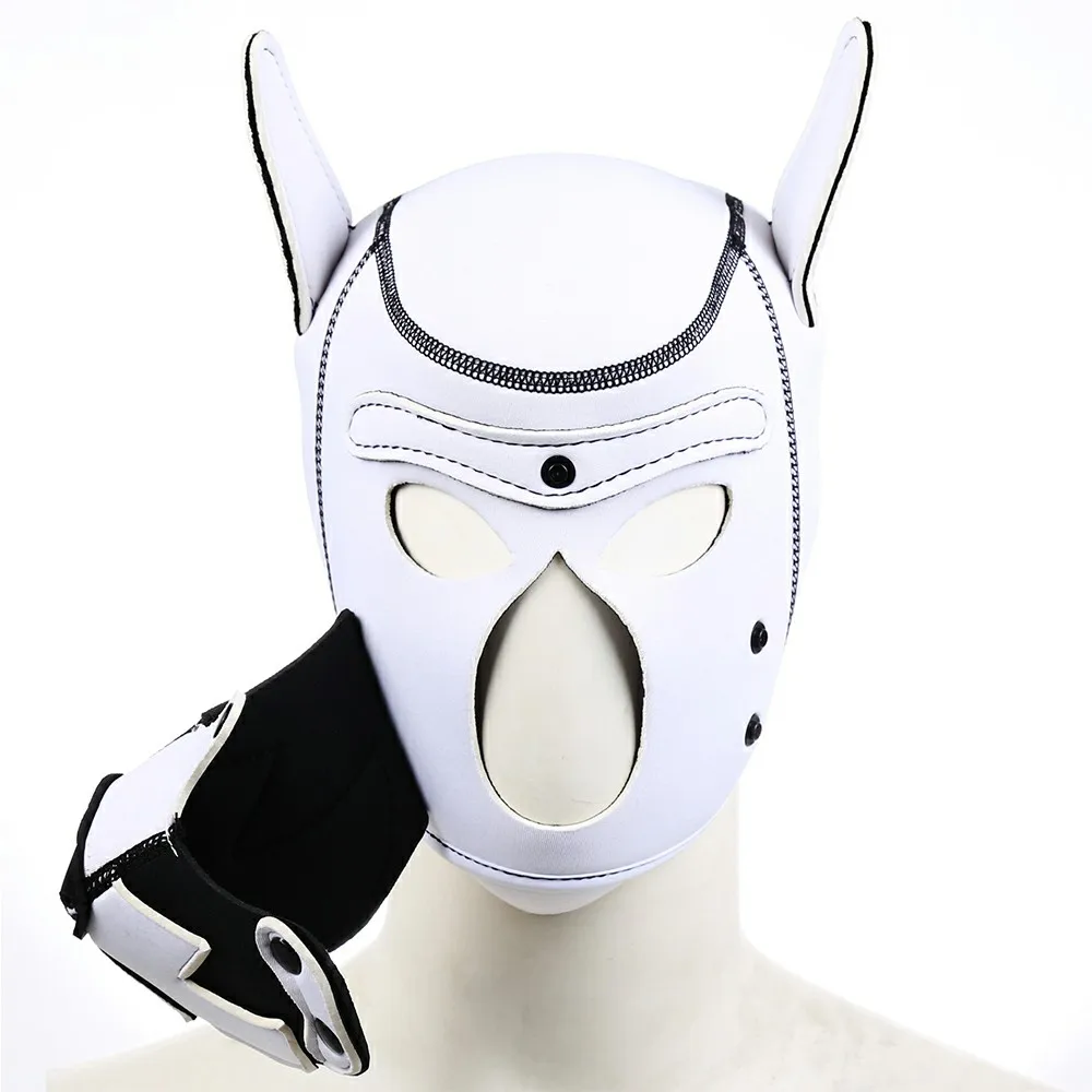 Free Custom Box - Cat Fetish Mask Dog Headgear Role Play Slave Bdsm Bondage Flirting Erotic Costumes Pup Padded Latex Rubber