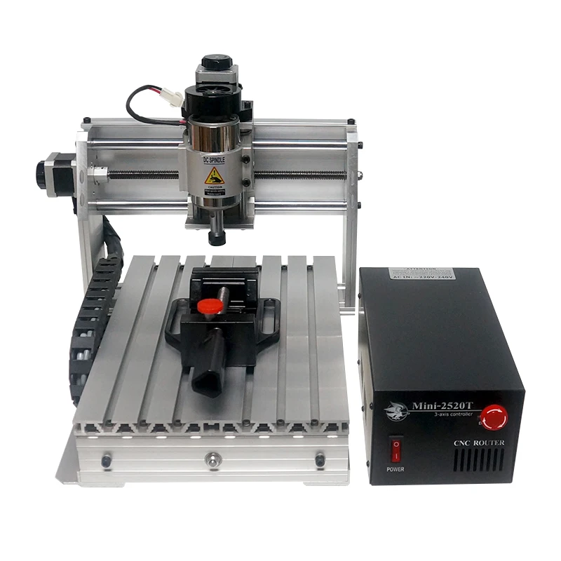 LY Mini CNC Router Milling Machine CNC2520T PCB Wood Carving Engraver Only 3axis 200W Spindle 250x200mm Engraving Area LPT Port