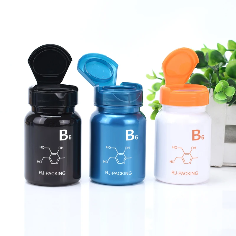 Hot Sale 80ml120ml 150ml 200ml Blue Green Orange Plastic Supplement Pill Medicine Capsules Bottles Jar Containers with Flip Cap