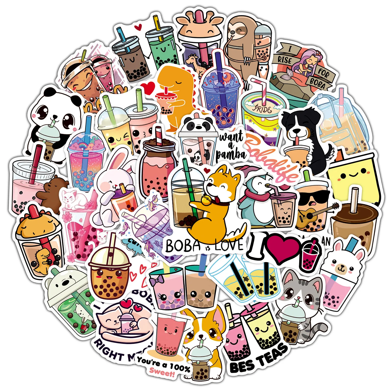 Wholesale 50pcs cute milk tea graffiti stickers notebook guitar ...