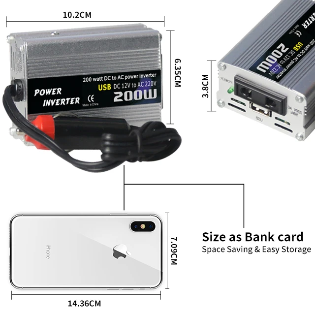 EAsun Power Modified Sine Wave Car Inverter 200w 1000w 2000w Dc to Ac Power Inverter 12v 220v Power Inverter 12V 24V with USB