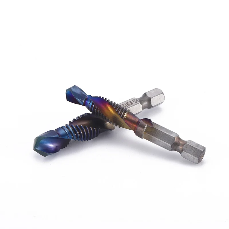 Metric Thread Tap Drill Bits Set Titanium Plated Hss Screw Thread Bit