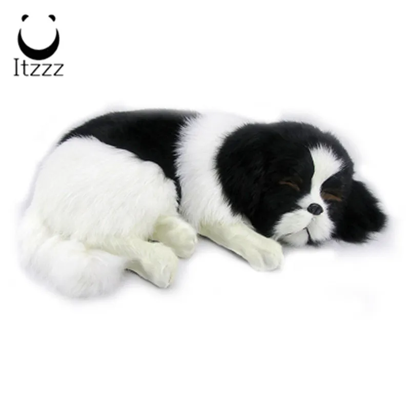 Lifelike Plush Simulation Animal Sleeping Dog Model Ornament Kids Toy Gift 