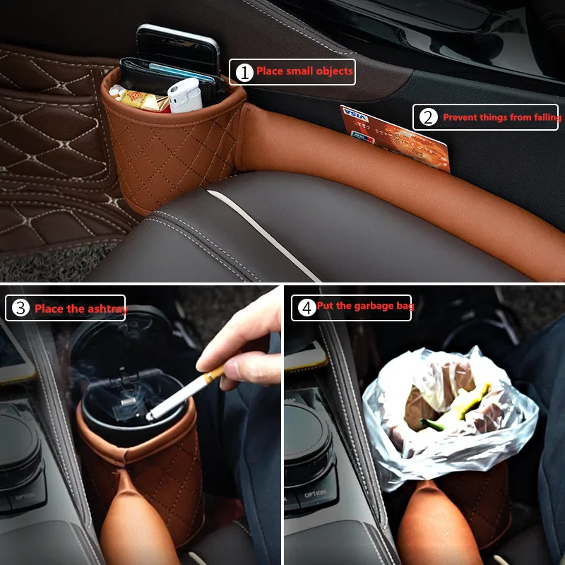 Car Seat Gap Storage Organizer, 12 * 17CM, Porta Oggetti Per Auto, Tasche a Fessura Della Sedile, Porta Oggetti Sedile Auto, Cuoio, Tipo Della Pasta, Per Cellulari, Chiavi, Occhiali (Nero