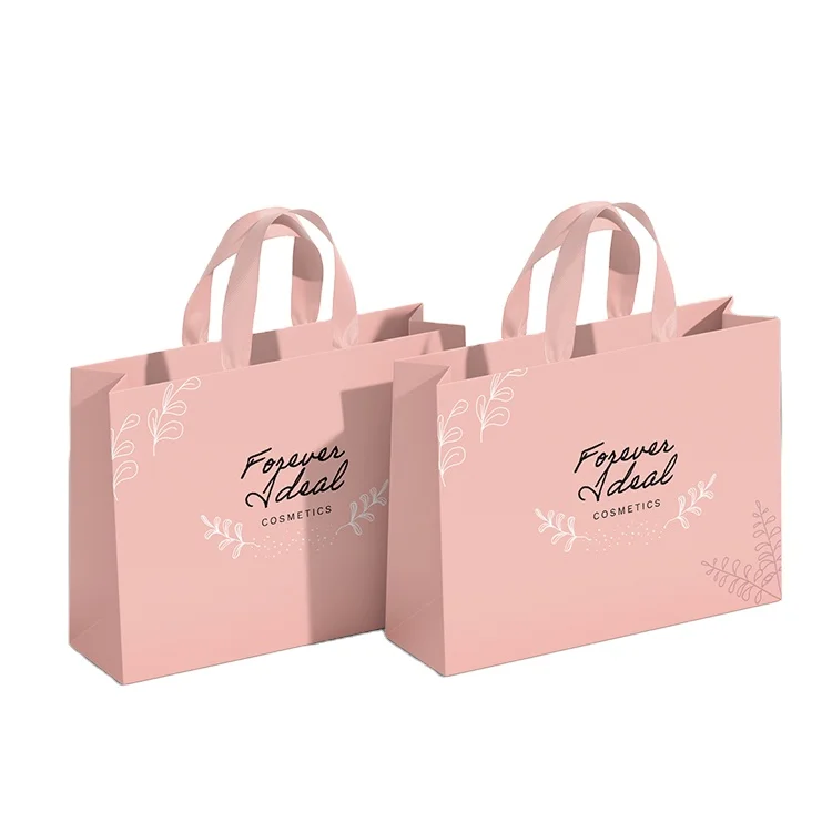 Personalized Elegance: Custom Logo Pink Paper Gift Bags - Luxury Carry Bag for Gifts with Custom Printing