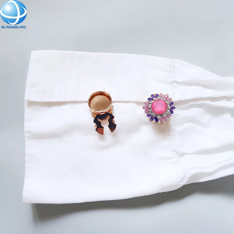 3 Piezas Caché Botones De Diamantes De Imitación - Gemelos Cubierta De Botones De Flores Cubre Botones De Camisa Desmontable | Para Vestido Traje Ahumados Camisa Accesorios, Decorativos