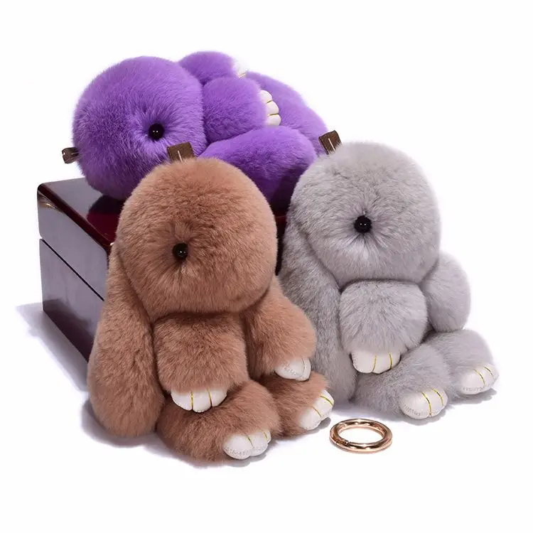 Plush Teddy Bear Rabbit Keychain Furry Soft Kawaii