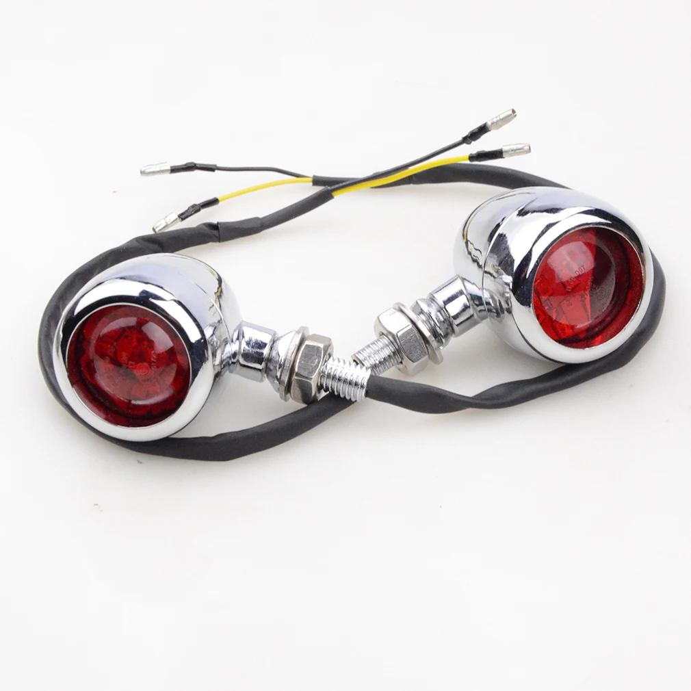 GOOFIT Motorcycle Red Cover Chrome LED Indicator Turn Signal Light Side Light Lamp Replacement for Scooter ATV Bike