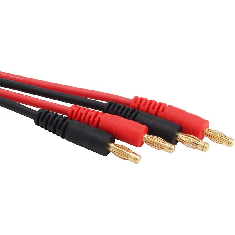 HAAMNING7 4 unidades Cable adaptador para Mini Tamiya a conector banana 4 mm Cable adaptador para Mini Tamiya hembra a conector banana 4 mm 14 AWG para-dron RC FPV coche batería y