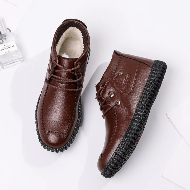 Высококачественные мужские зимние классические мужские кожаные туфли на шнуровке коричневого цвета для мужчин
