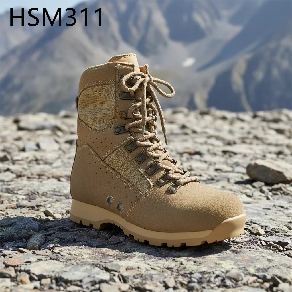 HY,Mountain Rescue Anti-impact Flat Outsole Desert Boots Cost Effective Brass Buckle Design Black/tan Tactical Boots HSM311