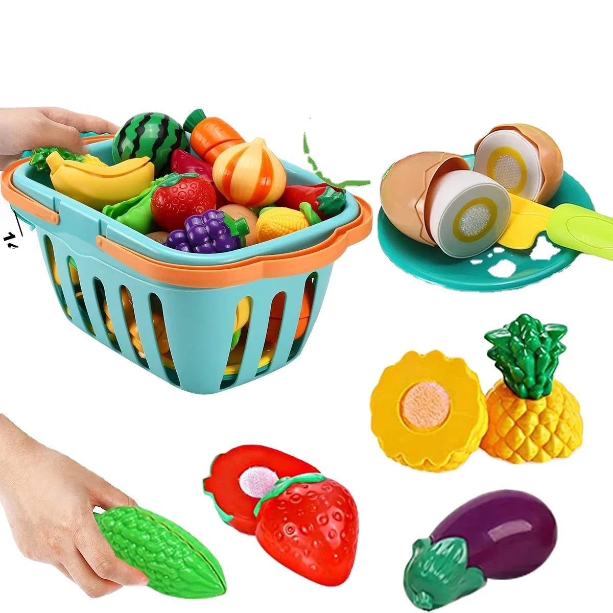 Comida Juguete Cortes Frutas Verduras Cocina Cosas Juguetes Caja de  almacenamiento de madera Juego de frutas Juego de simulación Juguete de  cocina