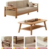 Three-seater coffee table [natural wood color]