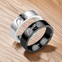 Europe and the United States Explosive Titanium Steel Couple Ring I love You Hand in Hand Couple Ring Jewelry Wholesale