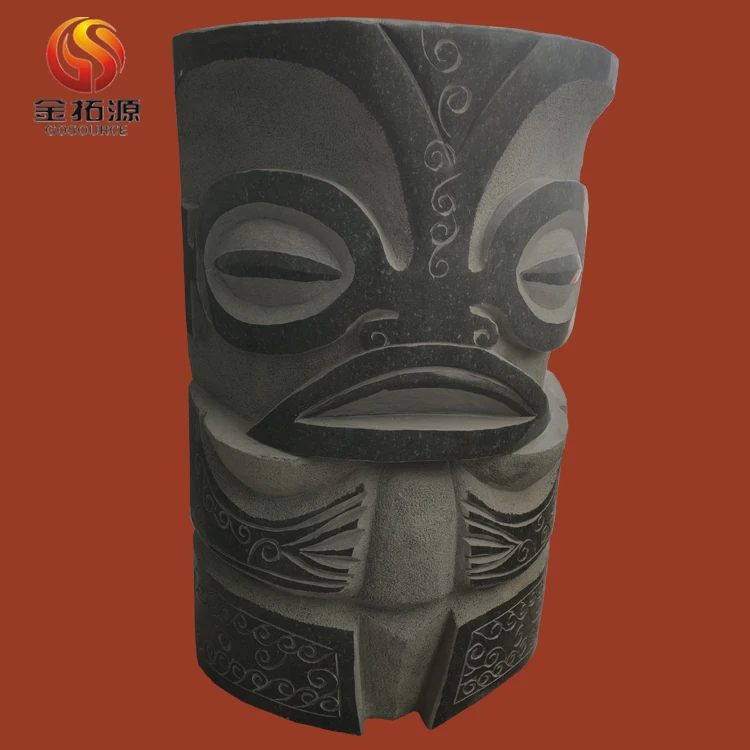 Factory Custom Stone Carvings and Sculptures Wholesale Graite Stone Carved Garden Tiki Statue