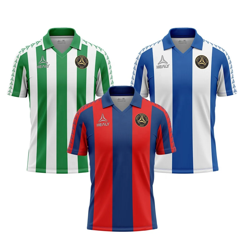 Custom Retro Football Shirts For Men Polo V Neck High Quality Polyester