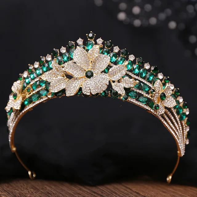 The Bride's Noble Crown Alloy Baroque Floral Rhinestone Tiara Tiaras, a Headband, Hair Tie and Accessory