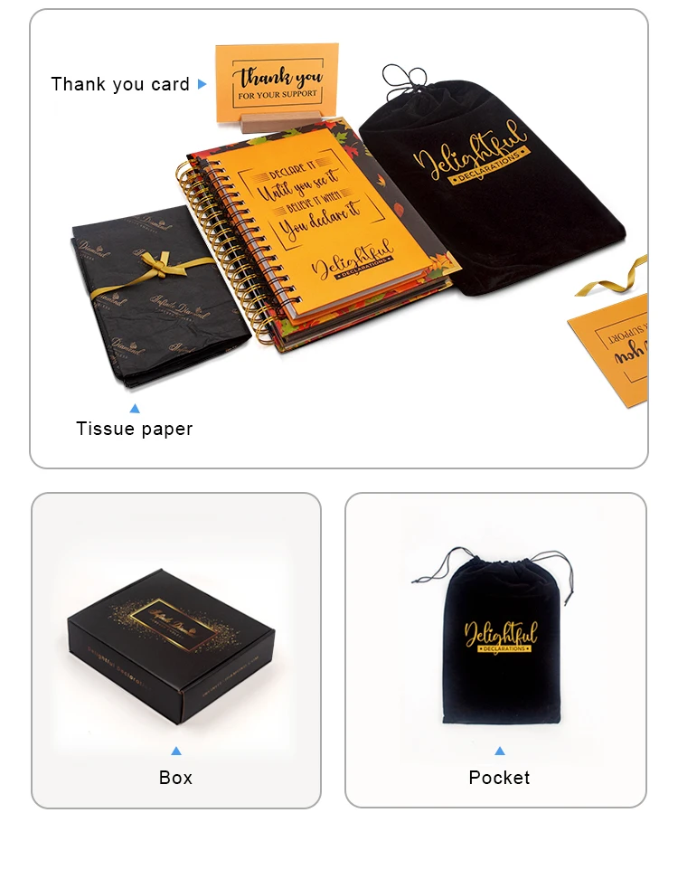 2025 Cuadernos Custom Printing Notebook Self Care Journal YO Binding Daily Weekly Planner Set with Thanks You Cards details