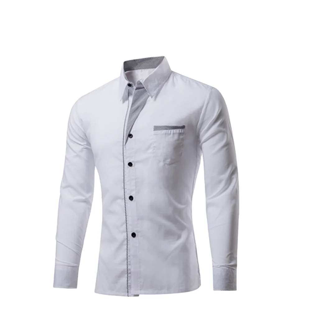Mens Dress Shirts Long Sleeve Luxury Casual Slim Fit Formal Business Work Camisa