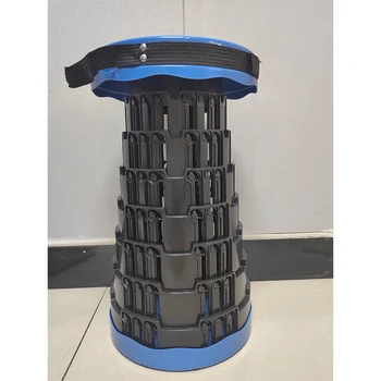 Outdoor Sturdy Portable Plastic Folding Telescopic Seats Round Folding Stool Portable Collapsible 3 Clips