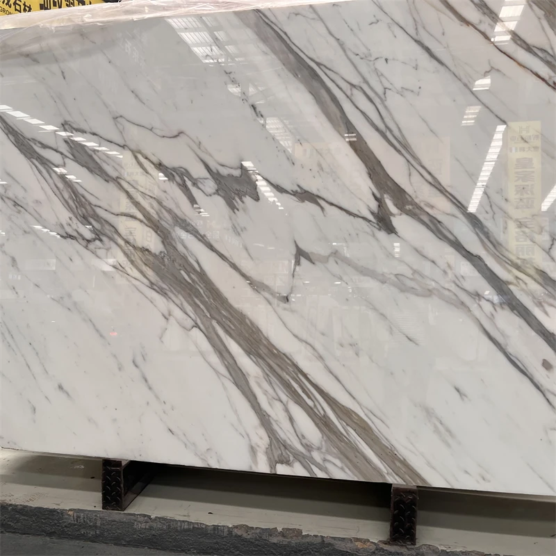 product high quality polished calacatta white marble slab with grey veins for hotel and home wall floor decor-1