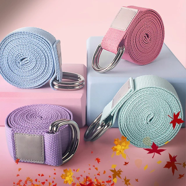 High-Quality Cotton Yoga Strap with D-Ring Buckle, Non-Slip and Durable for Stretching, Fitness, and Pilates