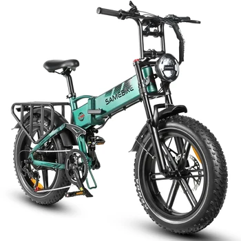 SAMEBIKE new design RS-A02 Full suspension 7 speeds OEM 48V 17Ah Long range 1200w folding e-bike 20 inch fat ebike