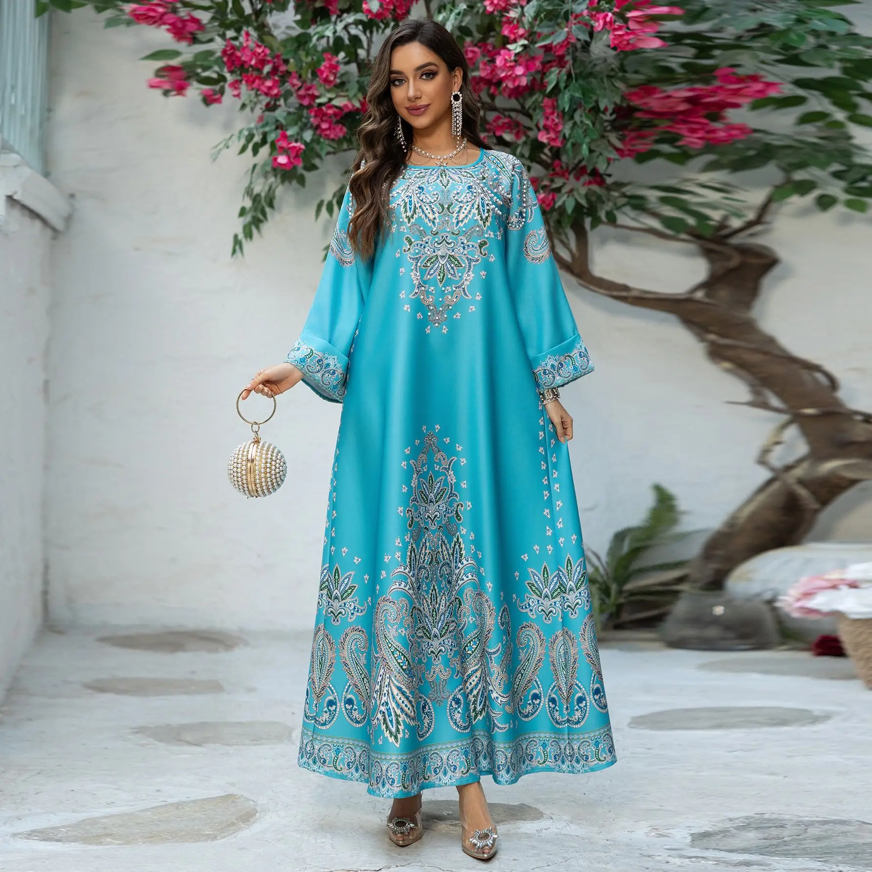 A-242 Raqi Fancy Kaftan Luxury Pearls Beige Long Sleeve Arabic Muslim Abaya Dubai Modest Polyester Women Dress A-242 Raqi Fancy Kaftan Luxury Pearls Beige Long Sleeve Arabic Muslim Abaya Dubai Modest Polyester Women Dress