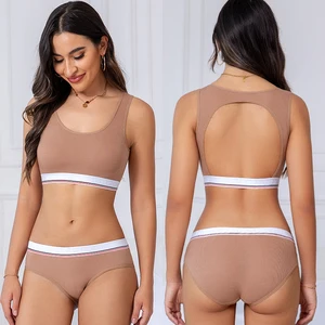 New OEM factory wholesale 100% cotton women's sports bra suit beautifies back comfort and shock-proof sports suit.