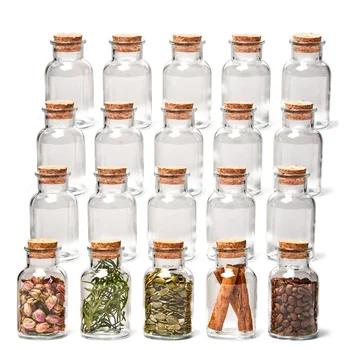 30ml 60ml 125ml 250ml 500ml 1000ml Glass Jars with Cork Stopper Lids Storage for Spice Tea Essential Oils