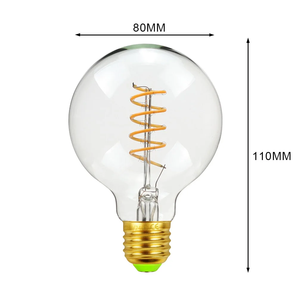 Retro Vintage Lamps 4w 2200k Spiral Light Led Filament Bulb A60 St64 G95 G125 Decorative 4138