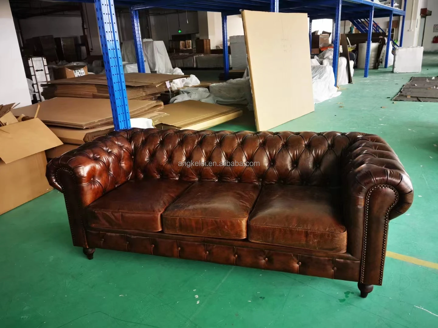 Luxury Vintage 100 Genuine Leather Sofa Sets Distressed Brown Leather