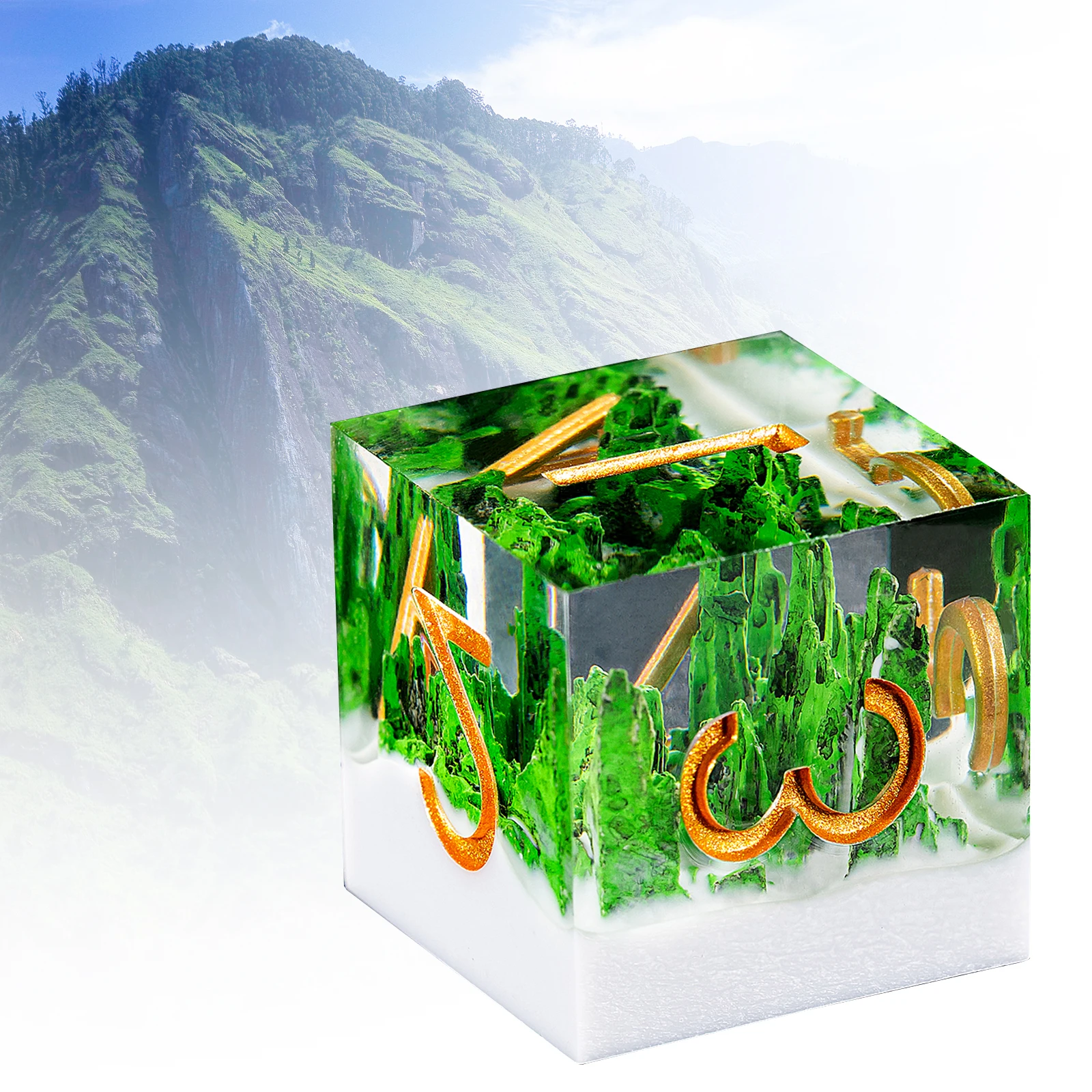 New Premium Design Stone Mountain Inside Fashion Carving Dnd Resin Dice Set in Stock supplier