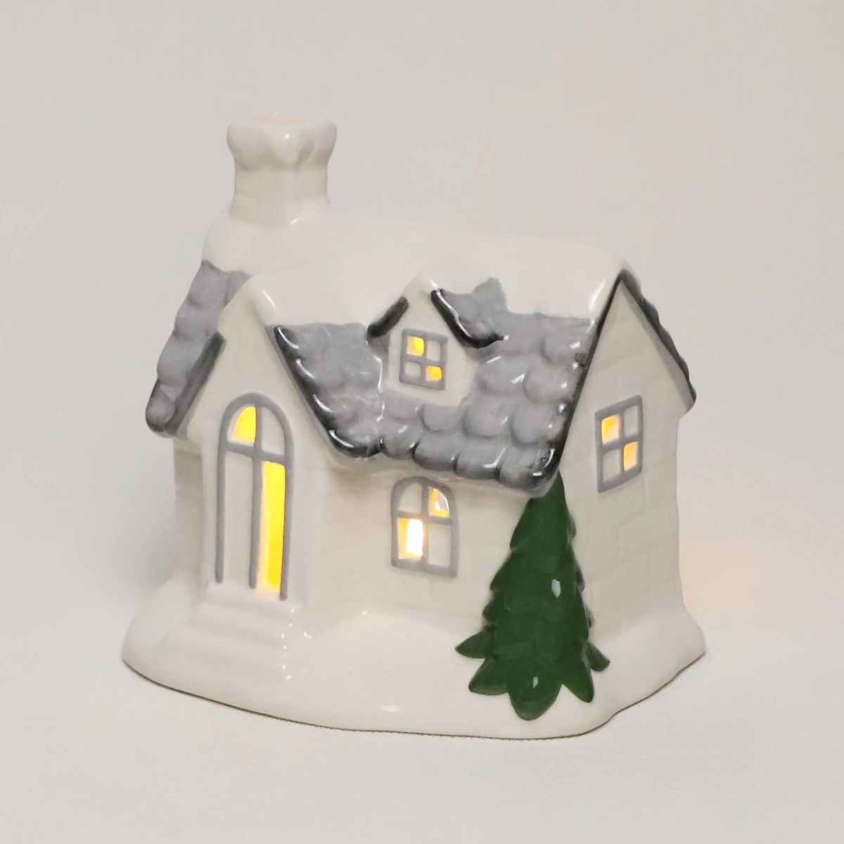 luxury Porcelain Winter White Porcelain Lighthouse Snowy Village House Ornaments