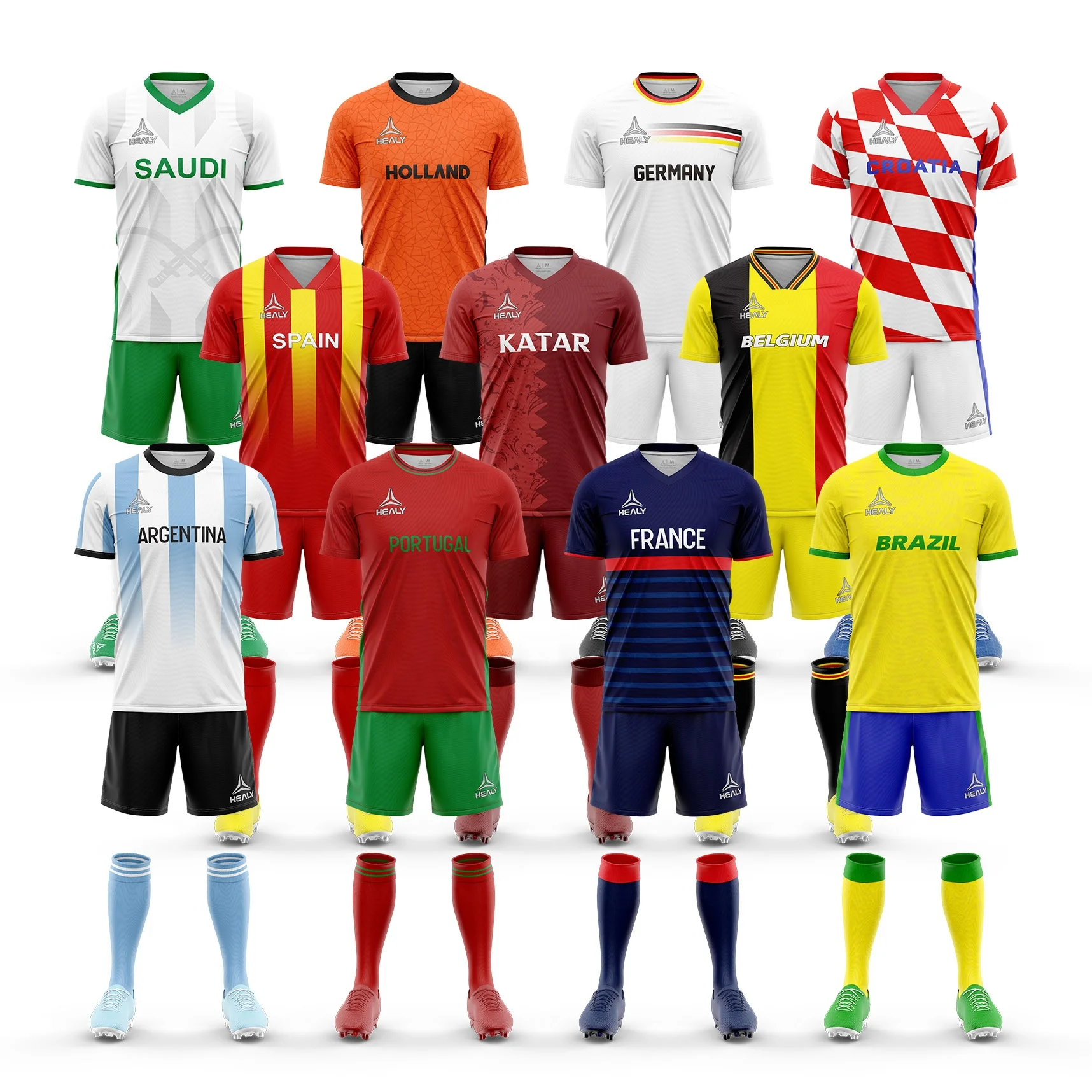 Custom Slim Fit Quick Drying Polyester Retro Soccer Wear Jersey Football Uniform Football Kits
