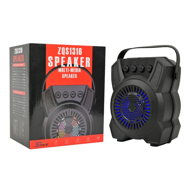 Sing-e ZQS1316 Mini Wireless Karaoke Speaker Portable 3-Inch Subwoofer with RGB LED Lighting BT Function