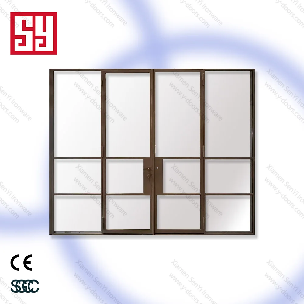 Modern French Style Double Door Iron Framed Entrance for Apartment Villa Exterior Entry Hall Living Room