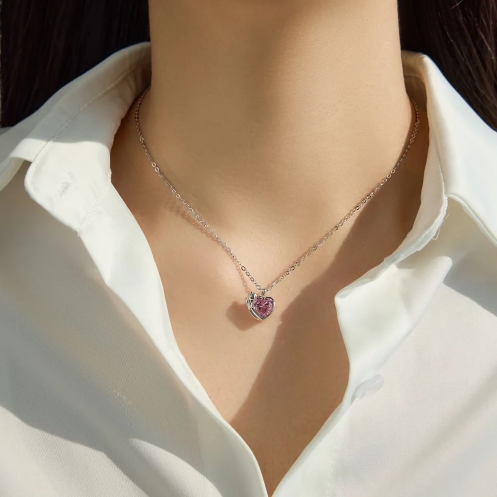 KAKODIY Fashion Design Rhodium Plated Rose Gold 925 Sterling Silver Chain 5A Zirconia Tulip Love Pendant Necklace Women detail 5