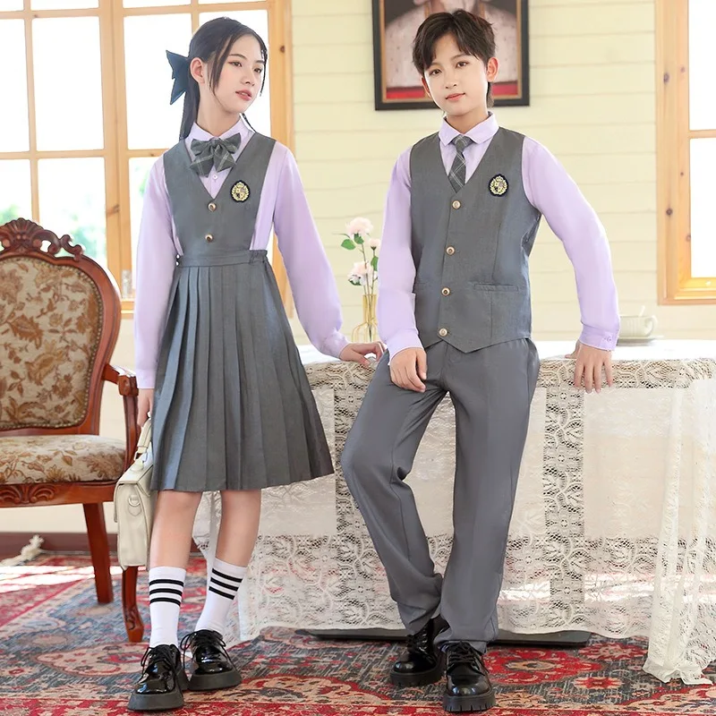 Cheap Bulk School Uniforms Models Trade Cotton Long Sleeve Shirt English School Uniform