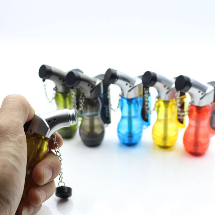 Creative Mini Small Wine Bottle Visible Butane Gas Rechargeable Adjustable Flame Cigar Jet Torch Cigarette Lighters