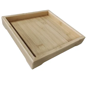 Farmhouse Decorative Square Bamboo Wooden Serving Butler Breakfast Lunch Bento Dinner Tray