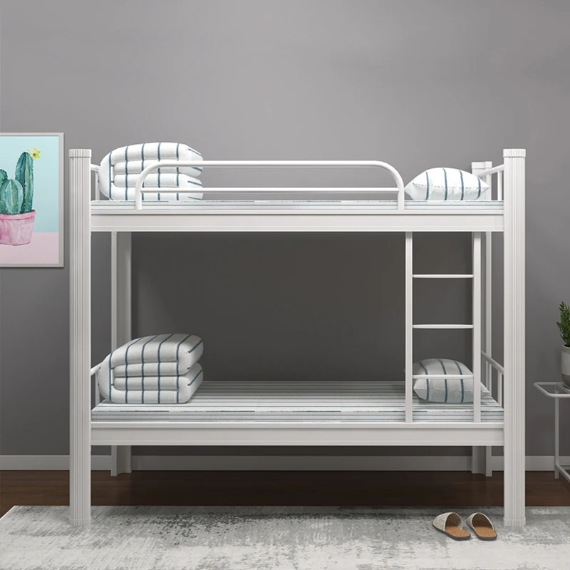 Twin Over Twin Bunk Bed in Powder Coated Metal Steel with Reinforced Frame for Students and Adults