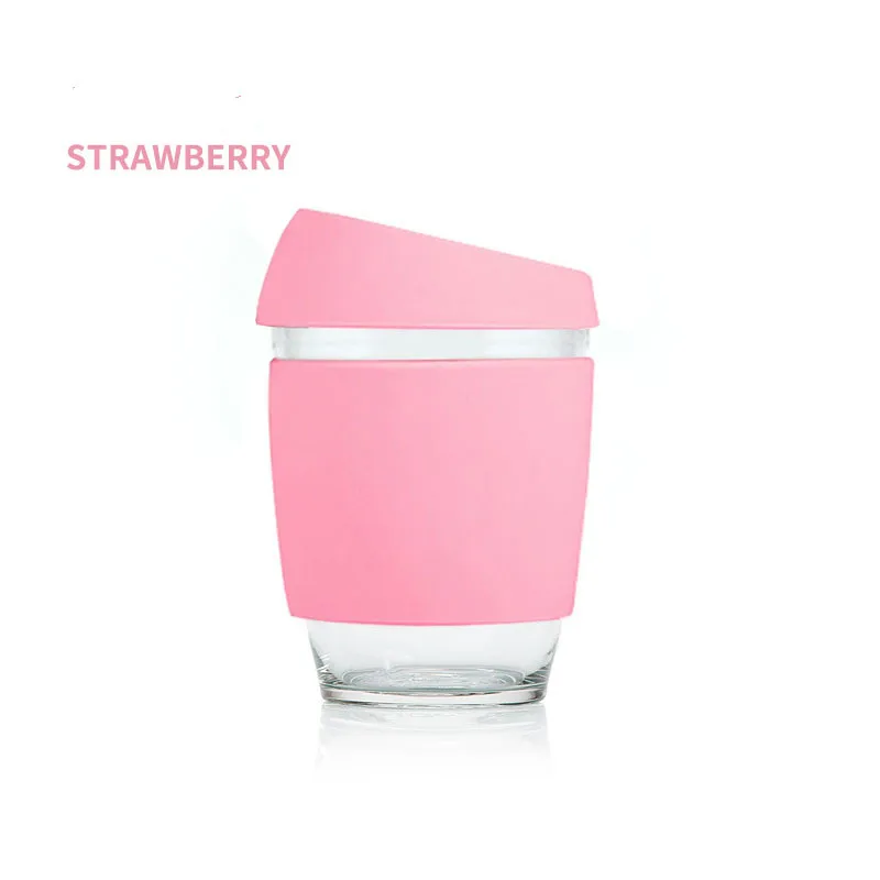 12oz High Borosilicate Glass Coffee Mug With Silicone Lid And Sleeve