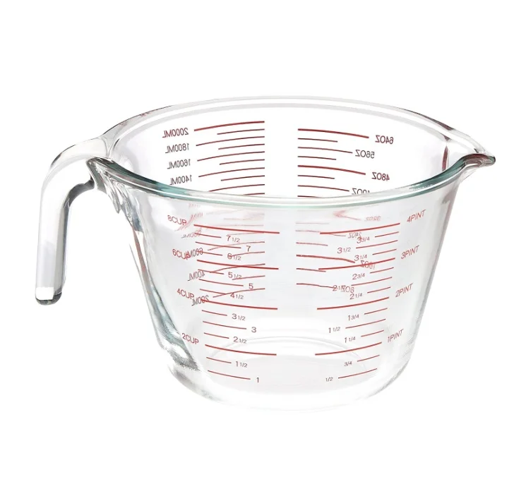 Amazon Hot Selling Commercial Glass Measuring Cup, 8 Cup Capacity (2 Liters)