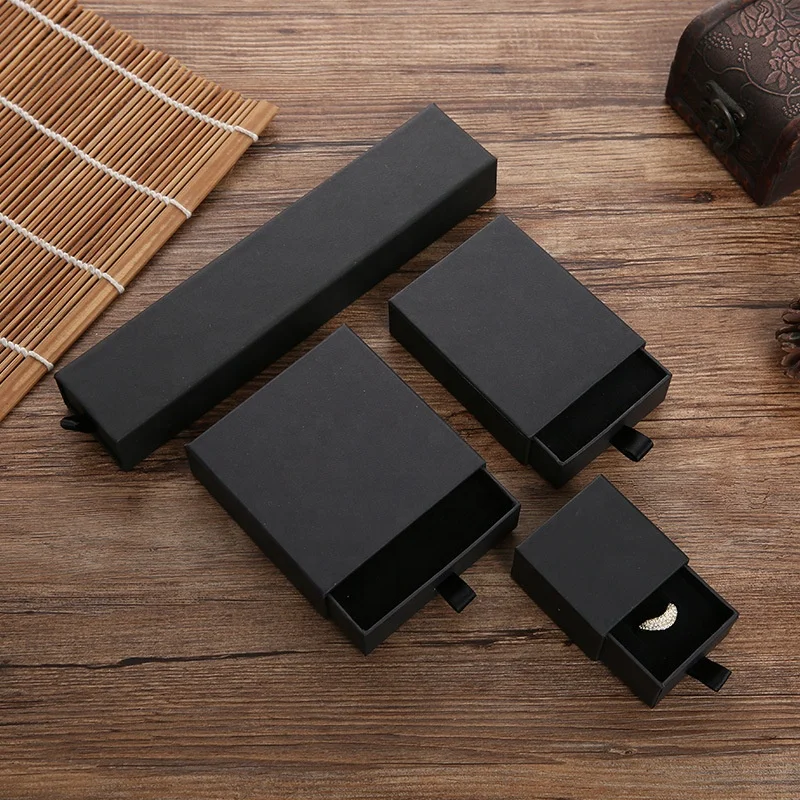 Custom Logo Drawer Sliding Ring Earring Necklace Jewelry Box Organizer Paper Cardboard Gift Packaging Jewellery Boxes