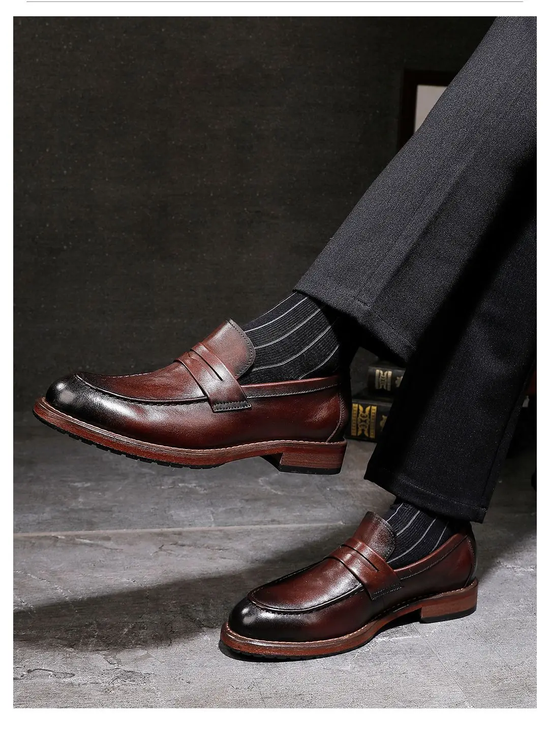 Classic Business Office Genuine Leather Formal Dress Penny Loafer Shoes ...