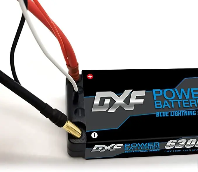 2 pezzi DXF Lipo 2s Shorty Lipo Batteria 7.6v 6300mah 130c DeansT 5mm per modelli di auto RC 1/8 e 1/10 come Strada, Tamiya e altri_voghion.com